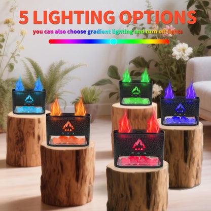 BOHOFAM Essential Oil Diffuser with Himalayan Salt Lamp - Double Flame & Jellyfish (Black)