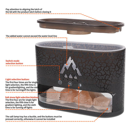 BOHOFAM Essential Oil Diffuser with Himalayan Salt Lamp - Double Flame & Jellyfish (Black)