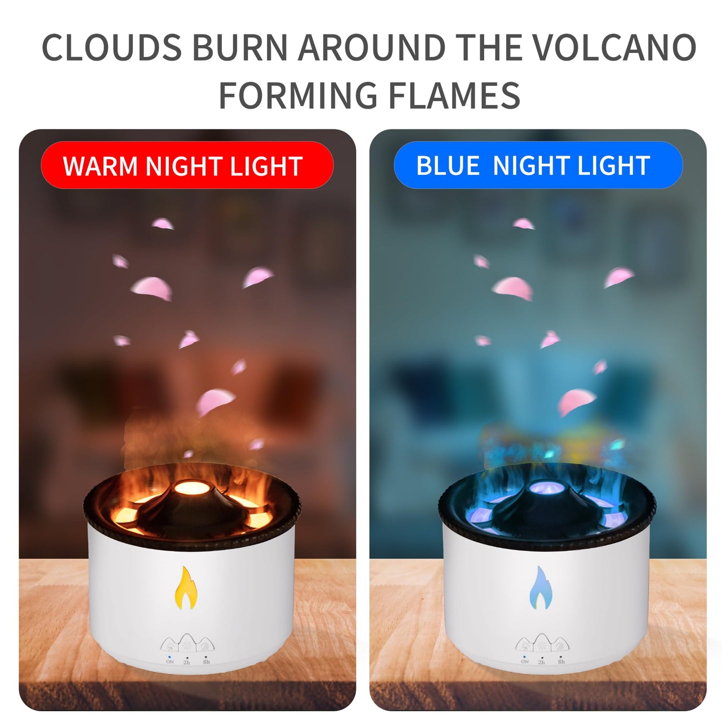 BOHOFAM 360ML Essential Oil Diffuser - Volcano & Flame Modes, 50ml Hotel Oil Included