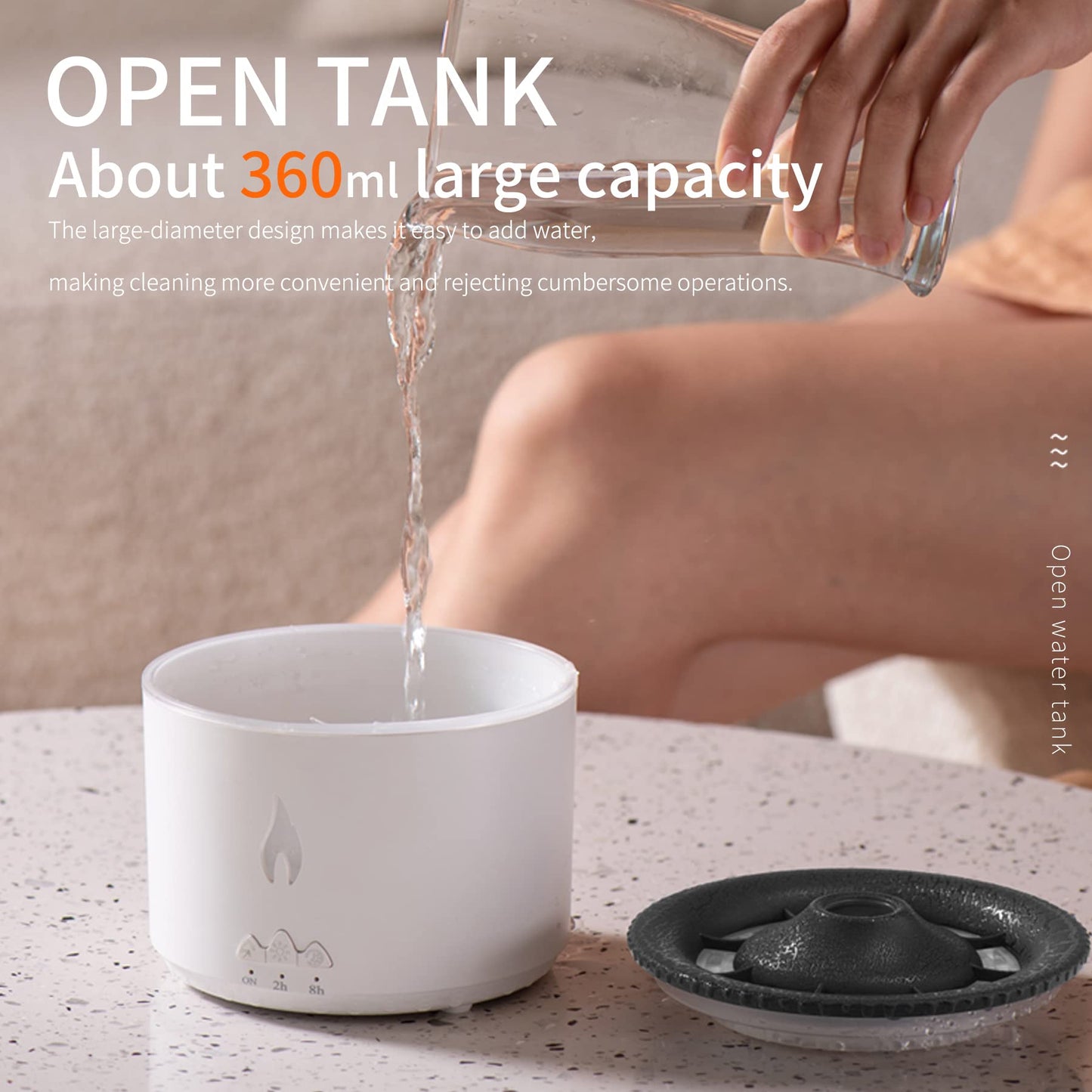 BOHOFAM 360ML Essential Oil Diffuser - Volcano & Flame Modes, 50ml Hotel Oil Included