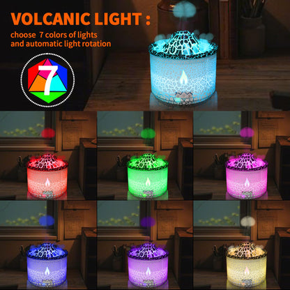 BOHOFAM 360ml Essential Oil Diffuser – Volcano & Flame Humidifier with 2 Modes & 7 Color Lights