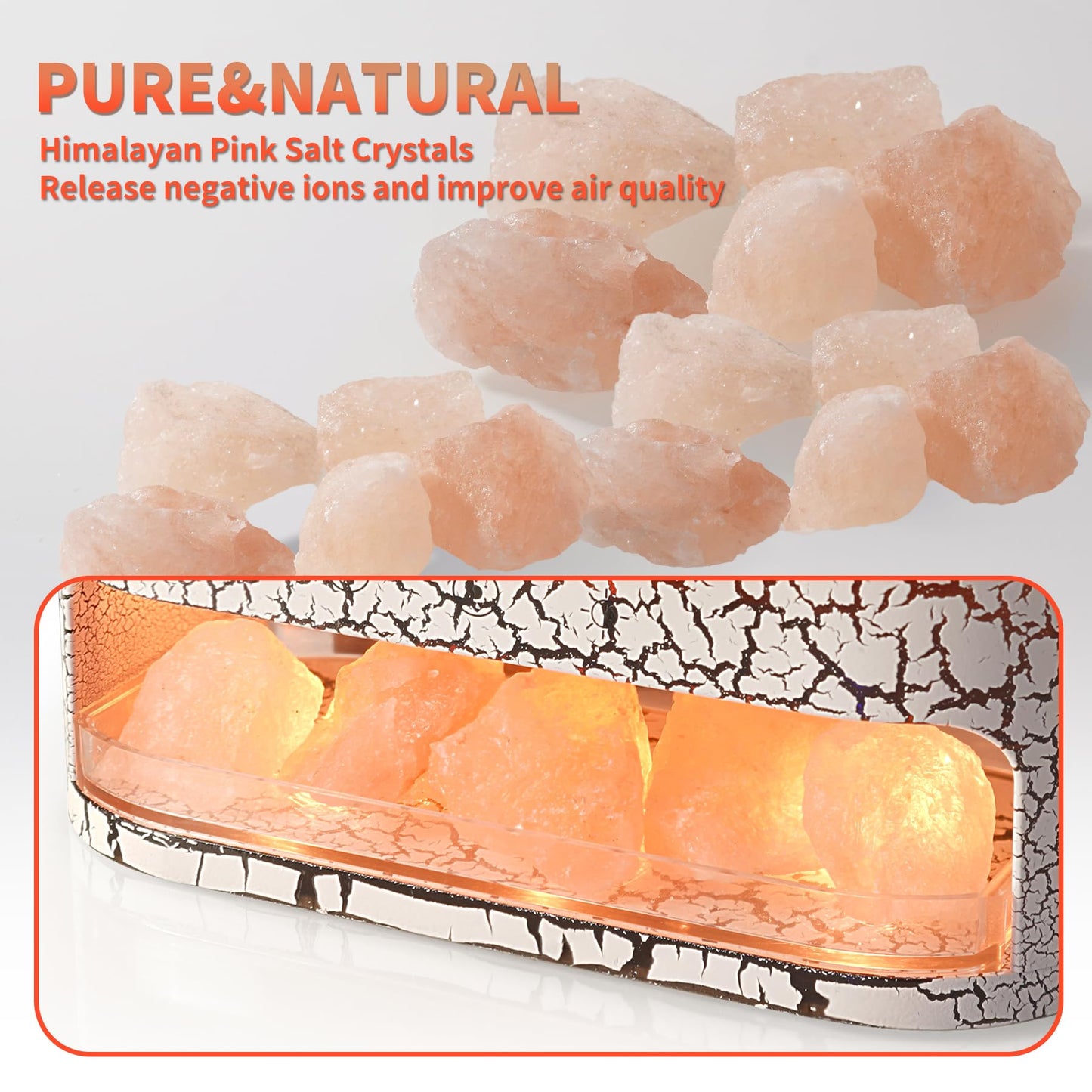 BOHOFAM Essential Oil Diffuser with Himalayan Salt Lamp – White, Dual Flame & Jellyfish, 4x10ml Oils