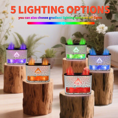 BOHOFAM Essential Oil Diffuser with Himalayan Salt Lamp – White, Dual Flame & Jellyfish, 4x10ml Oils