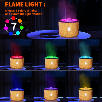 BOHOFAM Aroma Essential Oil Diffuser 360ML – Volcano & Flame Modes, 7-Color Lights, Large Room Humidifier