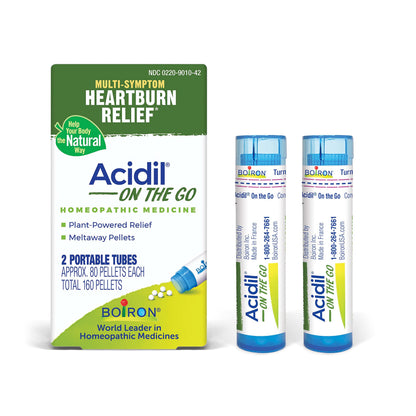 Boiron Acidil On the Go – Travel-Ready Heartburn & Indigestion Relief Pellets (160 Pellets, 2 Count)
