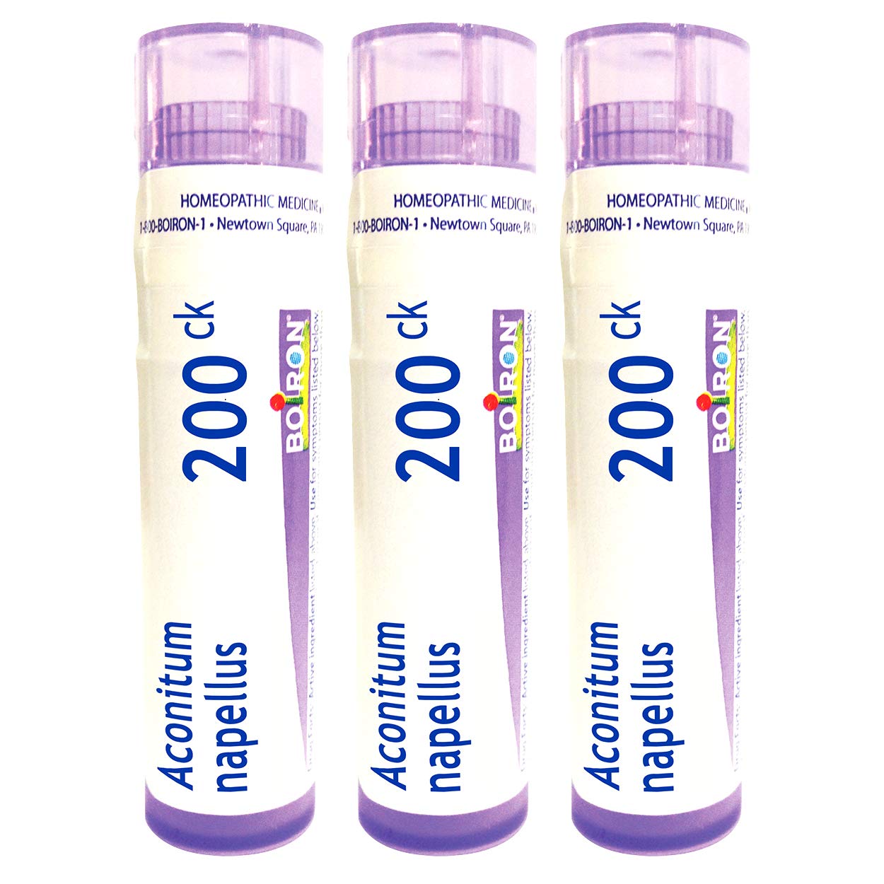 Boiron Aconitum Napellus 200CK — Homeopathic High Fever Relief (3-Pack, 240 Pellets)