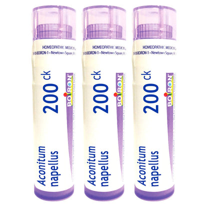 Boiron Aconitum Napellus 200CK — Homeopathic High Fever Relief (3-Pack, 240 Pellets)