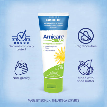 Boiron Arnicare Cream 2.5 oz – Fragrance-Free, Fast-Absorbing Topical Pain Relief for Muscle & Joint Discomfort