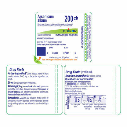 Boiron Arsenicum Album 200Ck Homeopathic Medicine for Diarrhea - 80 Pellets