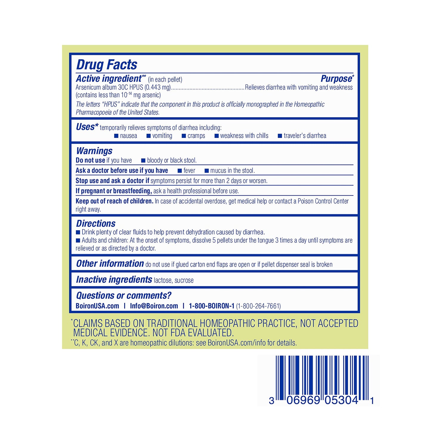 Boiron Arsenicum Album 30C – Homeopathic Diarrhea & Nausea Relief (240 Pellets)