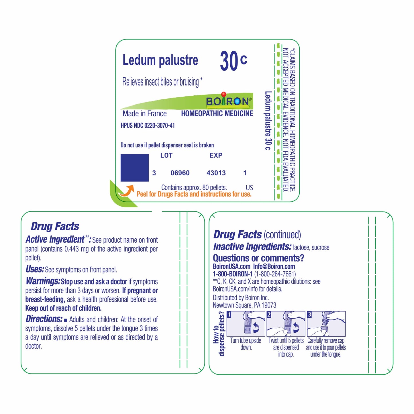 Boiron Ledum Palustre 30C – Homeopathic Insect Bite Relief, 80 Pellets