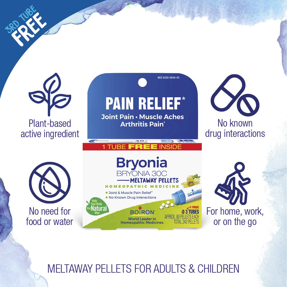Boiron Bryonia 30C Homeopathic Medicine for Joint and Muscle Pain — 3 Count (240 Pellets)