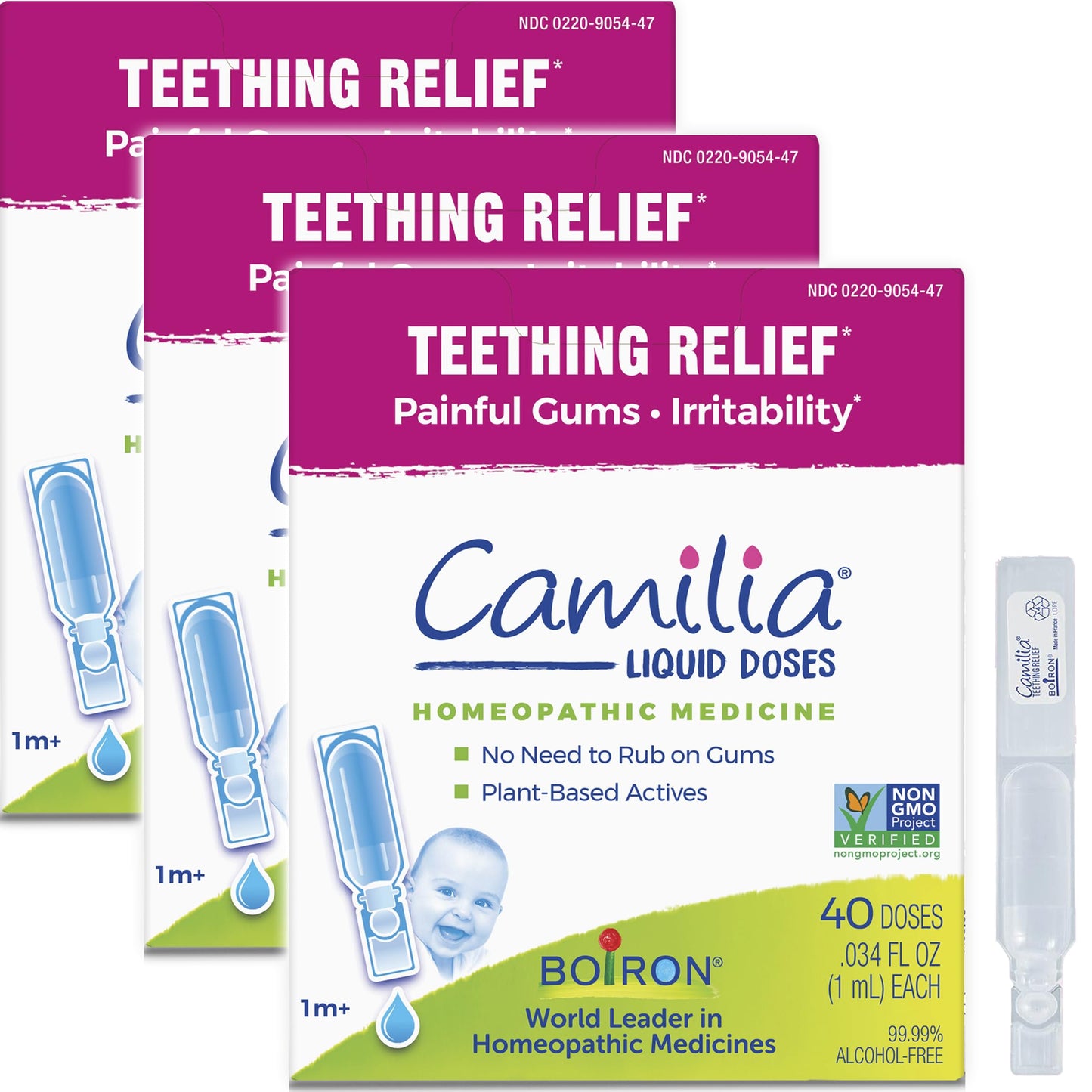 Boiron Camilia Drops - 120 Doses (Pack 3) Baby Teething Relief (Day & Night)