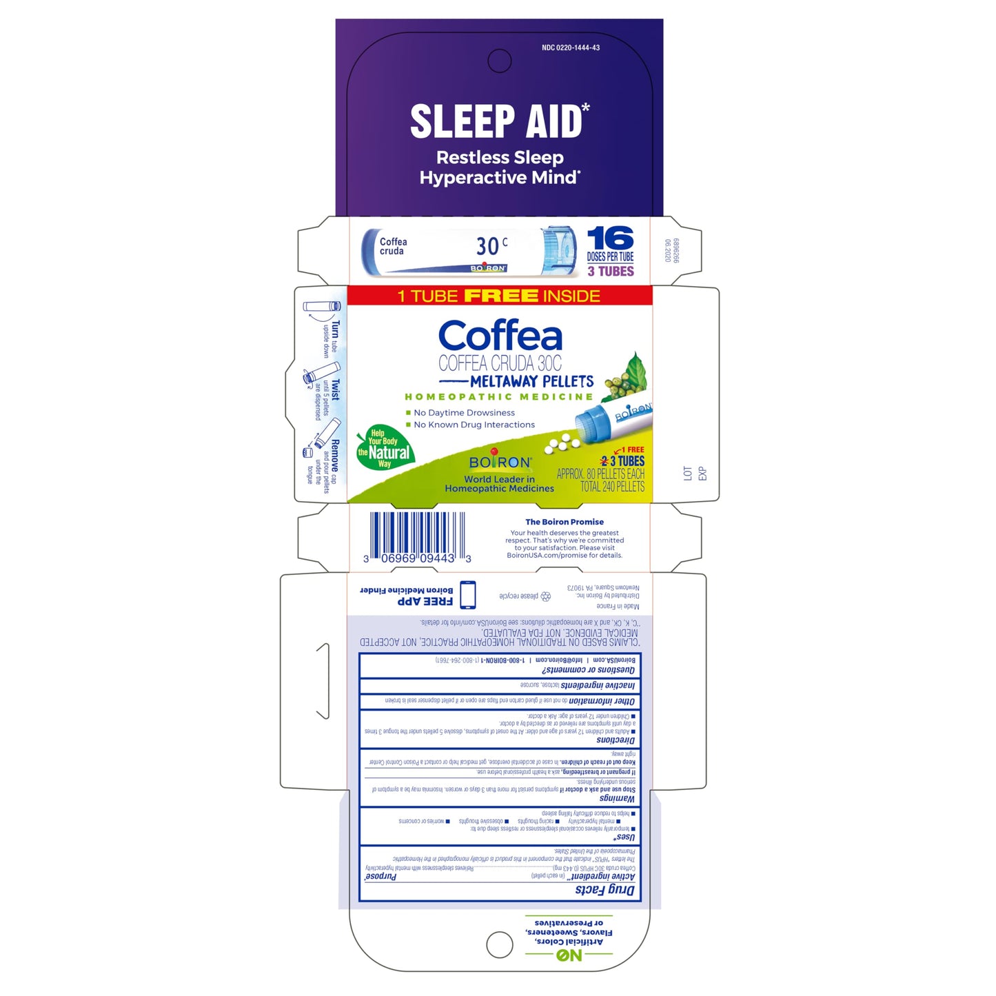 Boiron Coffea Cruda 30C – 9 Blue Tubes Sleep Aid for Restless Sleep