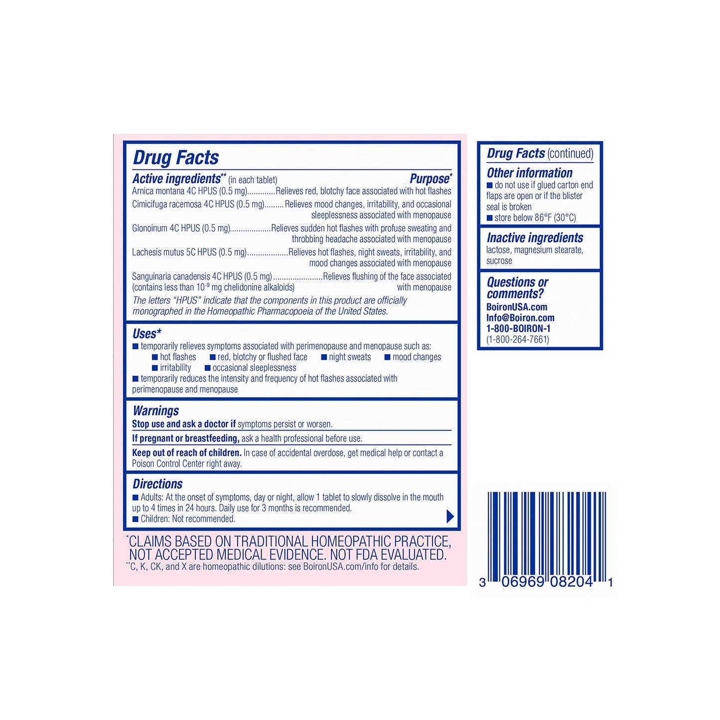 Boiron Cyclease Menopause Tablets – Hot Flashes, Night Sweats & Mood Support, 60 Count