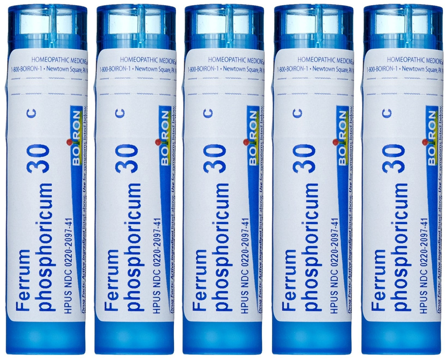 Boiron Ferrum Phosphoricum 30C — Homeopathic Fever Relief (Pack of 5)
