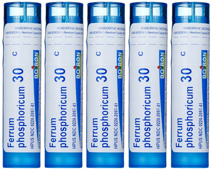 Boiron Ferrum Phosphoricum 30C — Homeopathic Fever Relief (Pack of 5)