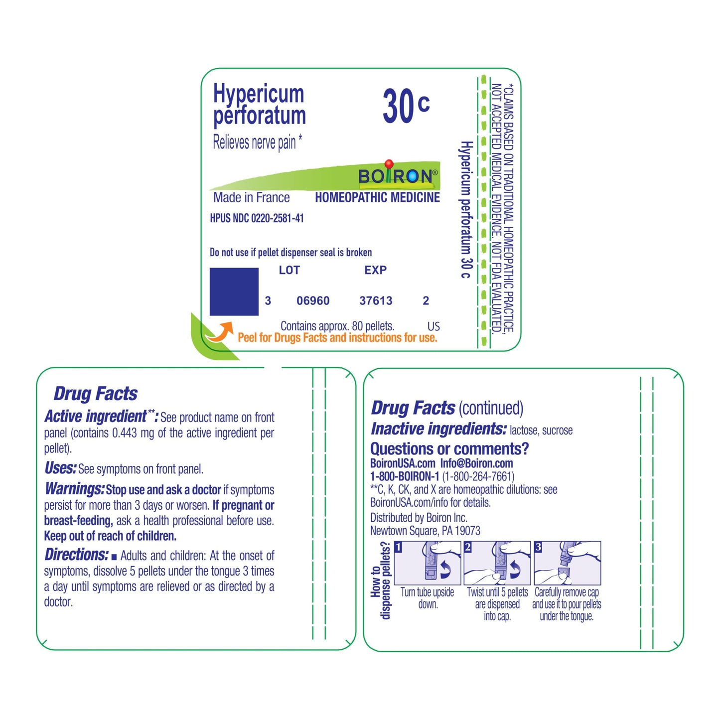 Boiron Hypericum Perforatum 30C - Homeopathic Nerve Pain Relief, 80 Pellets