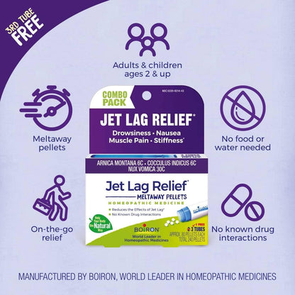 Boiron Jet Lag Relief Kit - 3 Tubes (240 Pellets) for Travel Relief