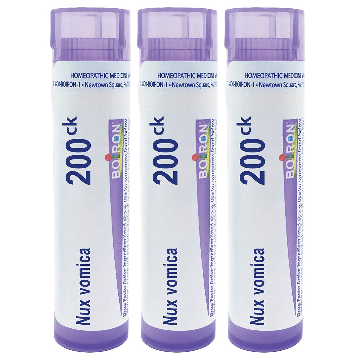 Boiron Nux Vomica 200CK – Homeopathic Medicine for Heartburn or Drowsiness (Pack of 3, 240 Pellets)
