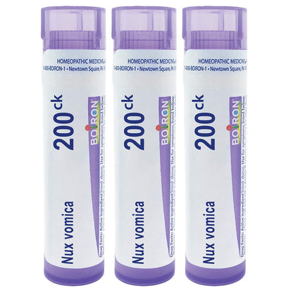 Boiron Nux Vomica 200CK – Homeopathic Medicine for Heartburn or Drowsiness (Pack of 3, 240 Pellets)