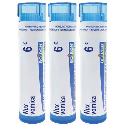 Boiron Nux Vomica 6C Homeopathic Remedy – Heartburn or Drowsiness (Pack of 3, 240 Pellets)