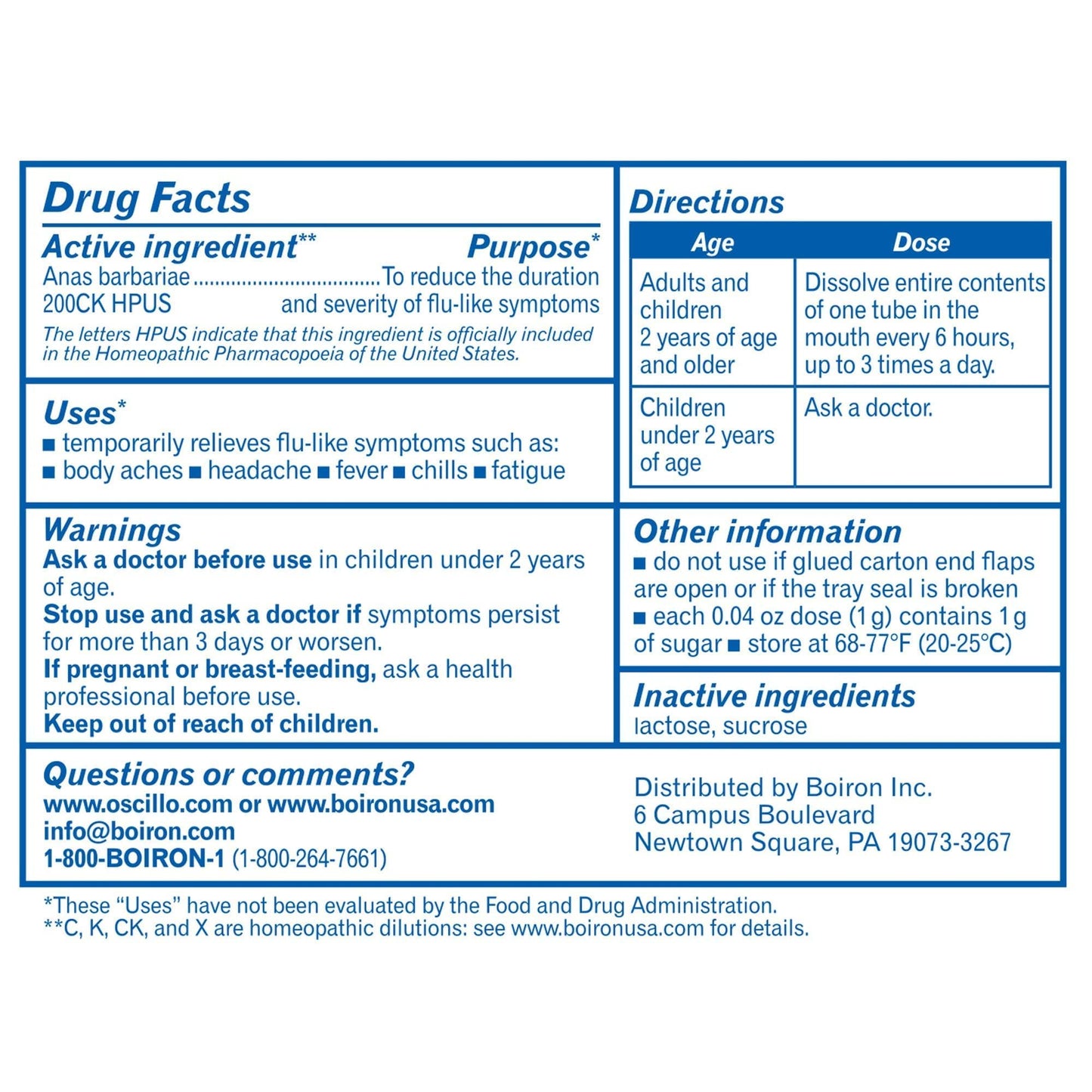 Boiron Oscilloccinum , 12 DOSE, 0.04 oz each – Homeopathic Flu Medicine