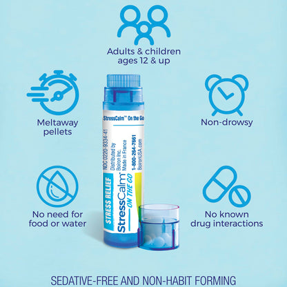 Boiron StressCalm On The Go - Multi-Symptom Stress Relief (80 Count, 4 Tubes)