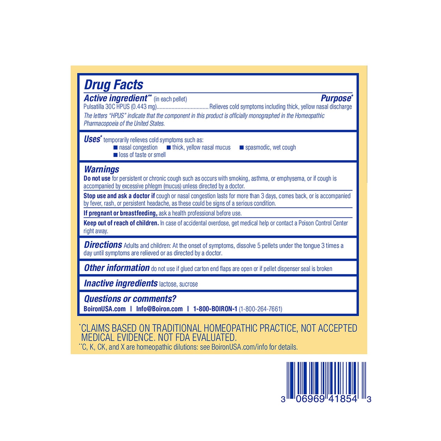 Boiron Pulsatilla 30C Cold & Congestion Relief Pellets - 240 Pellets