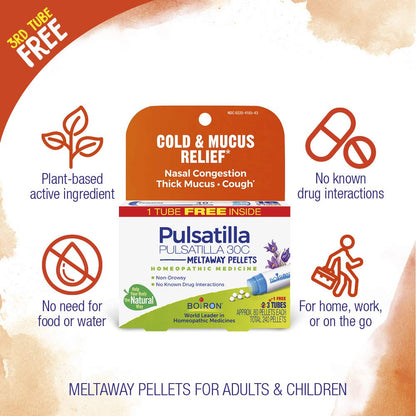 Boiron Pulsatilla 30C Cold & Congestion Relief Pellets - 240 Pellets