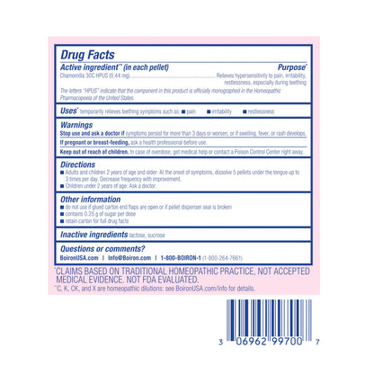 Boiron Chamomilla 30C Teething Relief Pellets - 3 Count (240 Pellets) | Homeopathic Medicine