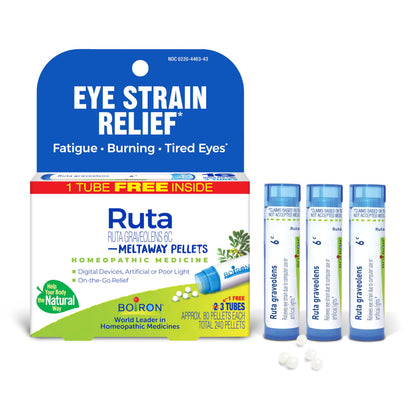 Ruta Graveolens 6C Eye Strain Relief – Boiron Homeopathic Medicine (3-Tube Pack, 240 Pellets)