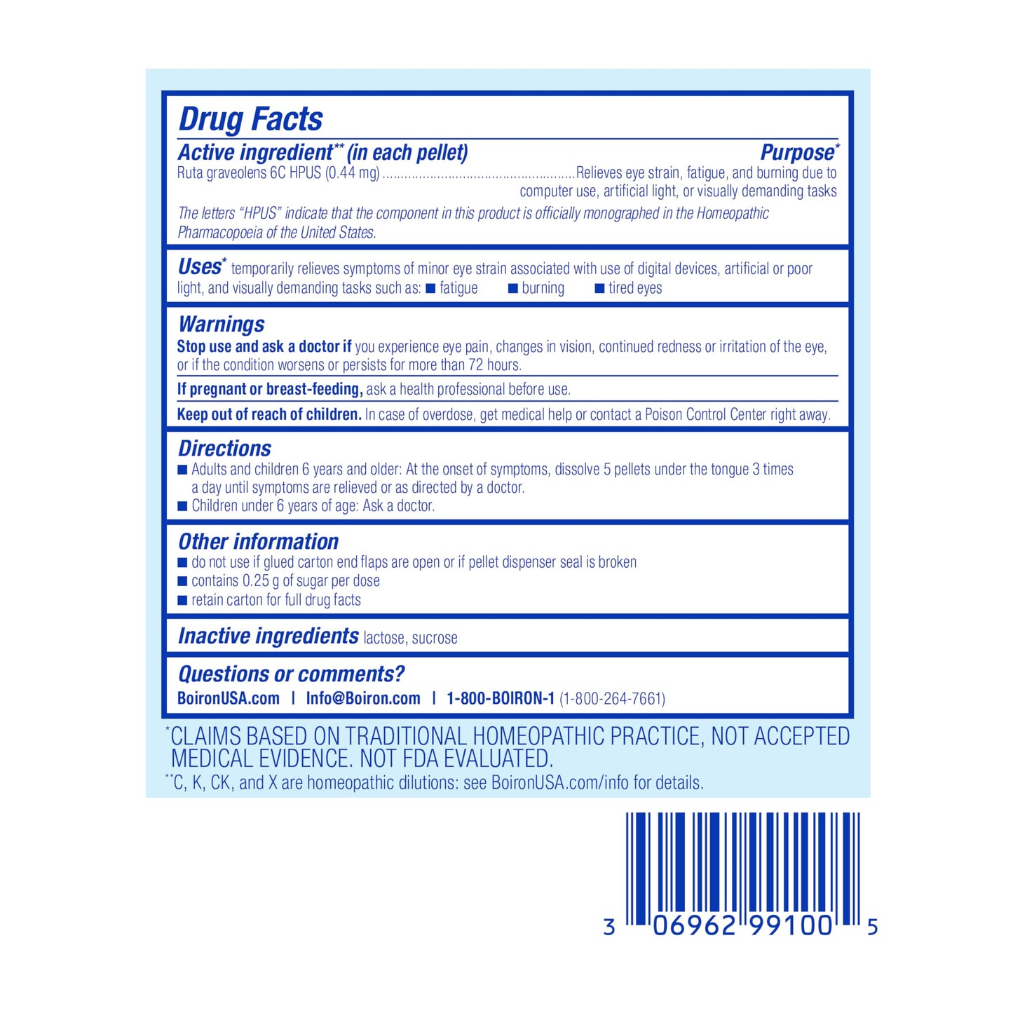 Ruta Graveolens 6C Eye Strain Relief – Boiron Homeopathic Medicine (3-Tube Pack, 240 Pellets)