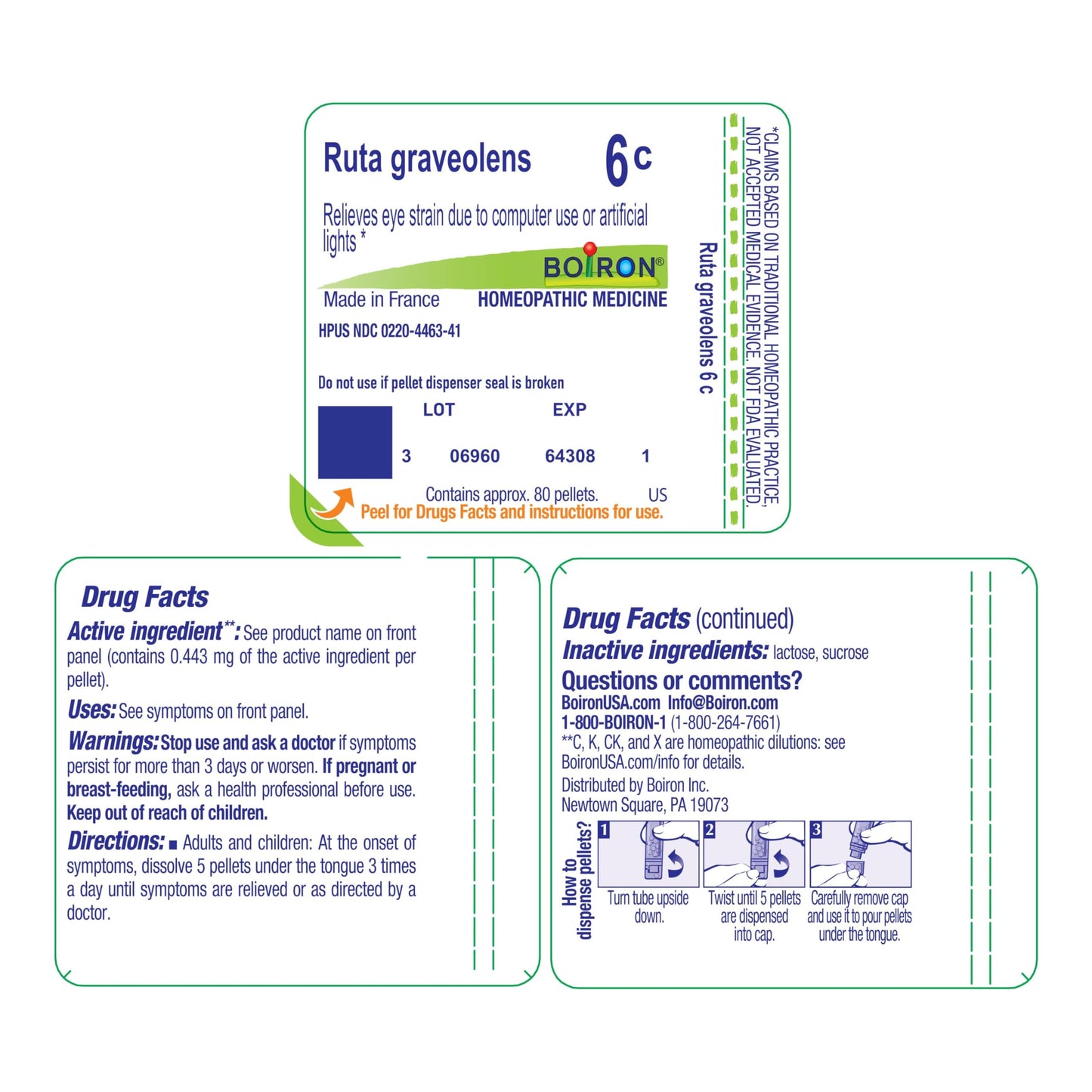 Boiron Ruta Graveolens 6C for Eye Strain - 80 Pellets | On-the-Go Relief