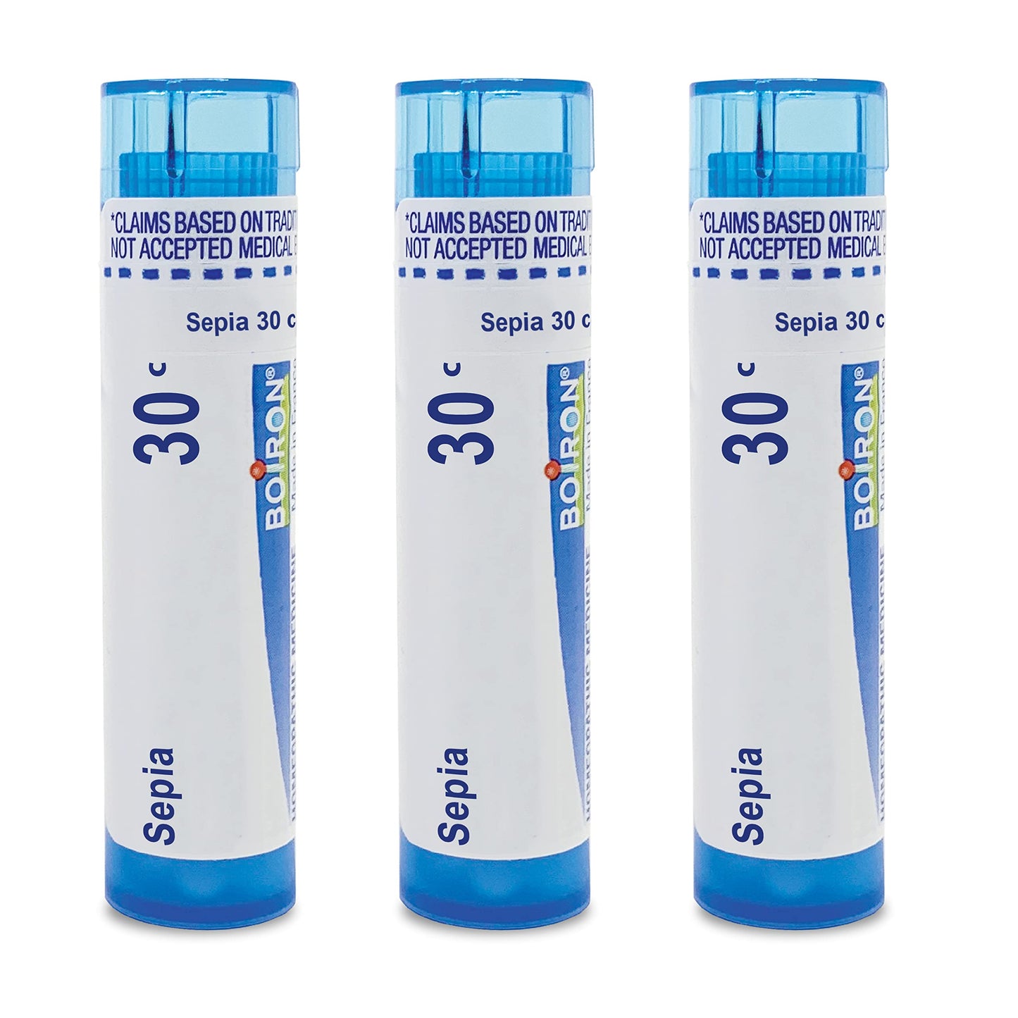 Boiron Sepia 30C – Homeopathic Relief for Bloating & Menstrual Back Pain (Pack of 3, 240 Pellets)