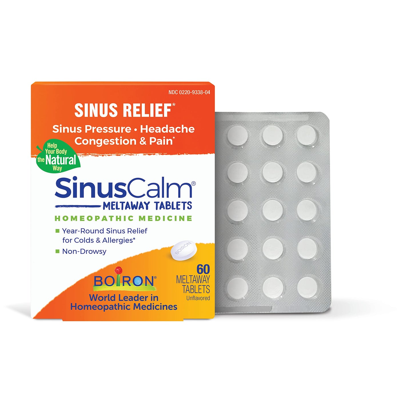 Boiron SinusCalm Tablets – Sinus Pain Relief, 60 Count | Non-Drowsy, Phenylephrine-Free