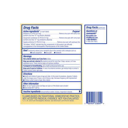 Boiron SinusCalm Tablets – Sinus Pain Relief, 60 Count | Non-Drowsy, Phenylephrine-Free