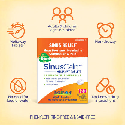 Boiron SinusCalm Tablets – Sinus Relief, Congestion & Headache (120 Count)