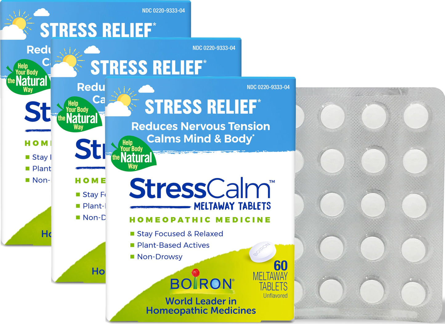 Boiron StressCalm Dissolvable Tablets – 60 Count (Pack of 3) | Non-Drowsy Stress Relief