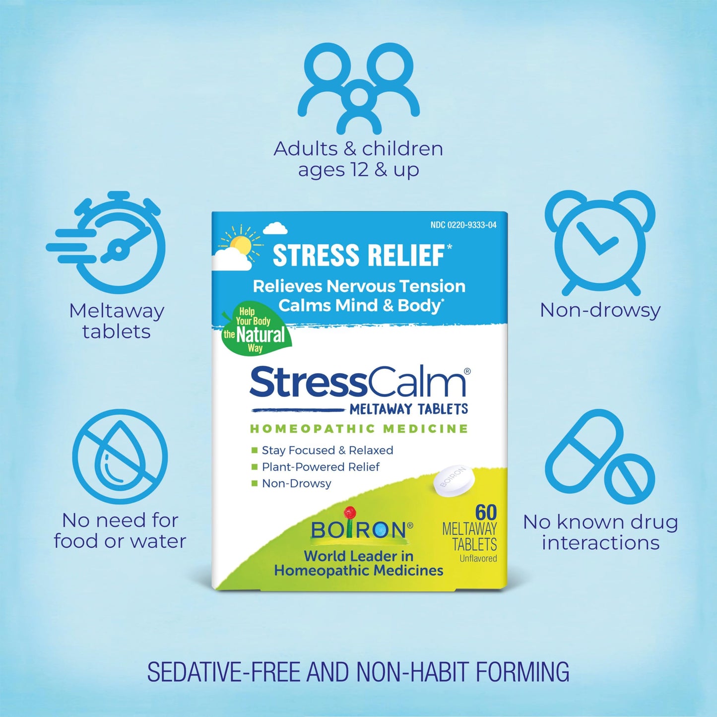 Boiron StressCalm Dissolvable Tablets – 60 Count (Pack of 3) | Non-Drowsy Stress Relief