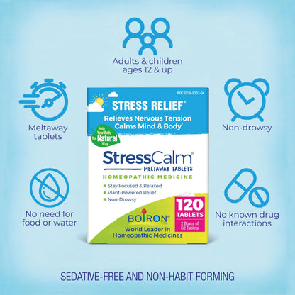 Boiron StressCalm Tablets - Stress Relief & Calm (120 Count, 2-Pack)