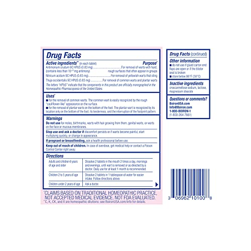Boiron WartCalm – Painless Wart Removal Tablets (120 Count, 2-Pack)