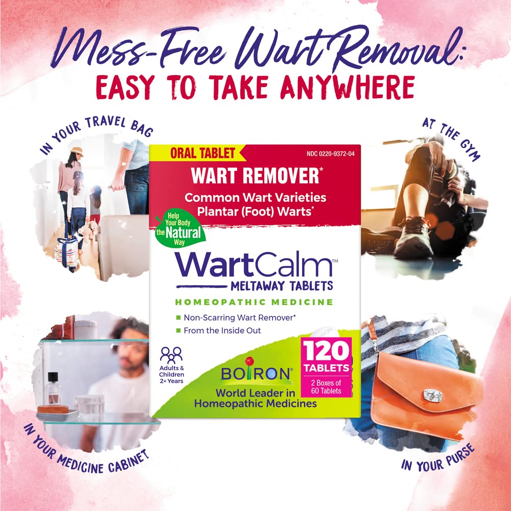 Boiron WartCalm – Painless Wart Removal Tablets (120 Count, 2-Pack)