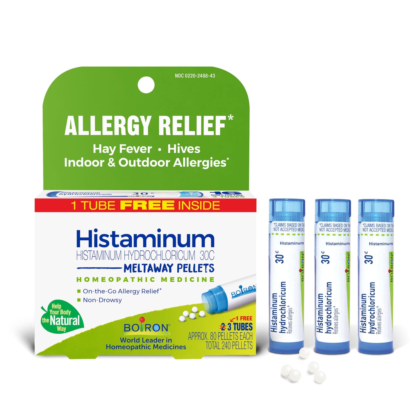 Boiron Histaminum Hydrochloricum 30C – Homeopathic Allergy Relief Pellets (Indoor/Outdoor, Hay Fever, Hives) – 3 Count (240 Pellets)