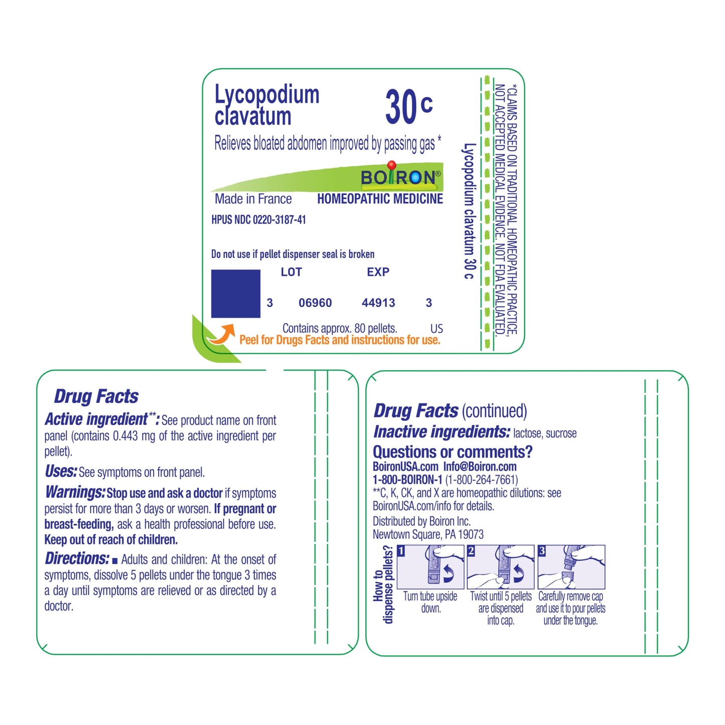 Boiron Lycopodium Clavatum 30C Homeopathic Medicine for Bloating & Gas - 80 Pellets