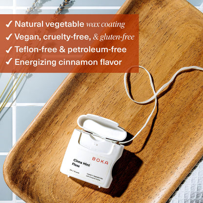Boka Cinna Mint Woven Dental Floss - Natural Vegetable Wax, 30 Yards (Pack of 2)