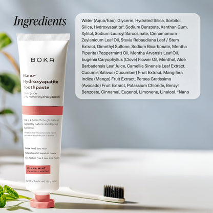 Boka Fluoride Free Toothpaste with Nano Hydroxyapatite – Sensitive Teeth, Cinnamon Mint, 4 oz, US Made