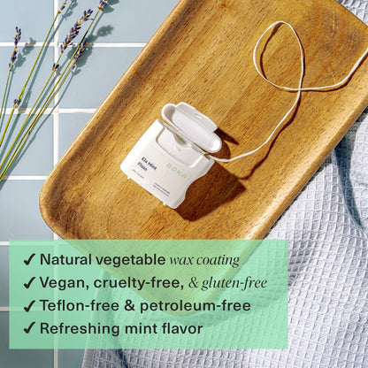 Boka Ela Mint Expandable Woven Dental Floss – Plant-Based Wax, Teflon-Free | 30 Yards