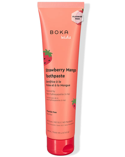 Boka Fluoride-Free Toothpaste with Nano Hydroxyapatite – Strawberry Mango, 4 oz | US Manufactured
