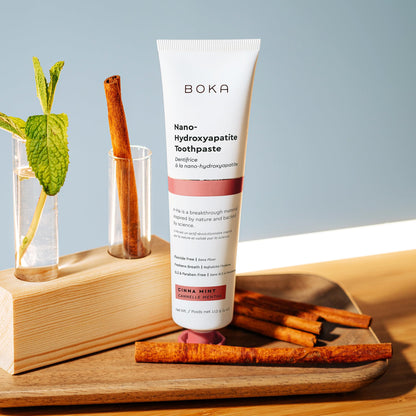 Boka Fluoride Free Toothpaste with Nano Hydroxyapatite | Cinnamon Mint, 4 Fl Oz – Pack of 2 for Adults & Kids (US Made)